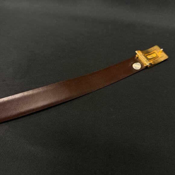 Authentic Christian Dior Black Brown Leather Gold Buckle Belt double sided 37in - Picture 9 of 16